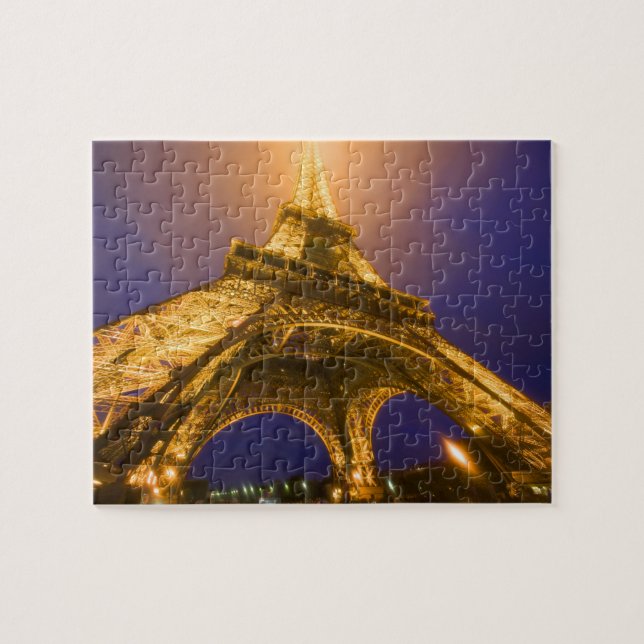 France, Paris. Looking up from base of Eiffel Jigsaw Puzzle (Horizontal)