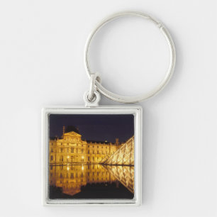 France, Paris, Louvre museum by night. Key Ring