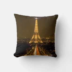 France, Paris. Nighttime view of Eiffel Tower Cushion