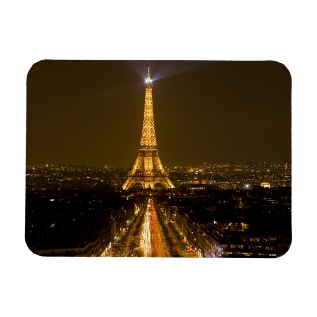 France, Paris. Nighttime view of Eiffel Tower Magnet (Horizontal)