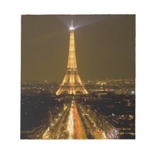France, Paris. Nighttime view of Eiffel Tower Notepad