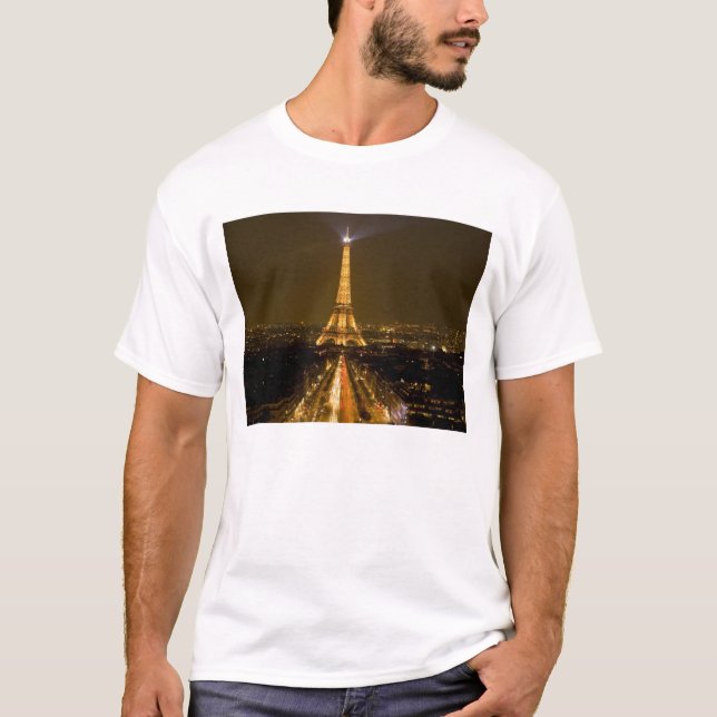 France, Paris. Nighttime view of Eiffel Tower T-Shirt (Front)