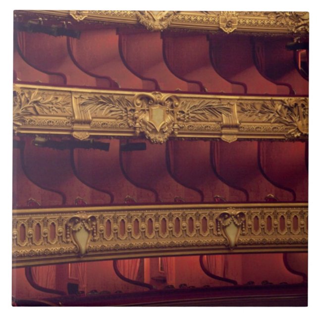 France, Paris. Partial view of balcony seating Tile (Front)