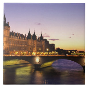 France, Paris, River Seine and Conciergerie at Tile