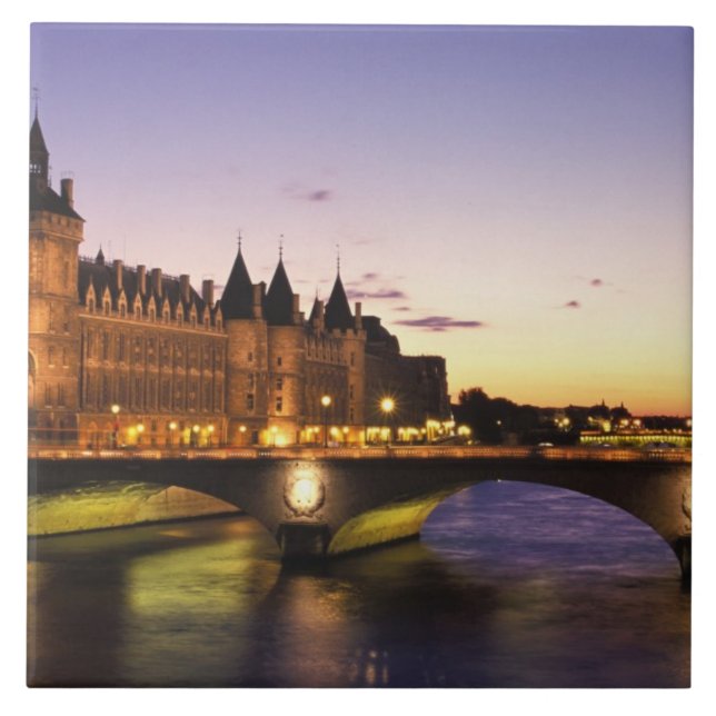 France, Paris, River Seine and Conciergerie at Tile (Front)
