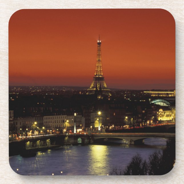 France, Paris Sunset view of Eiffel Tower and Coaster (Front)