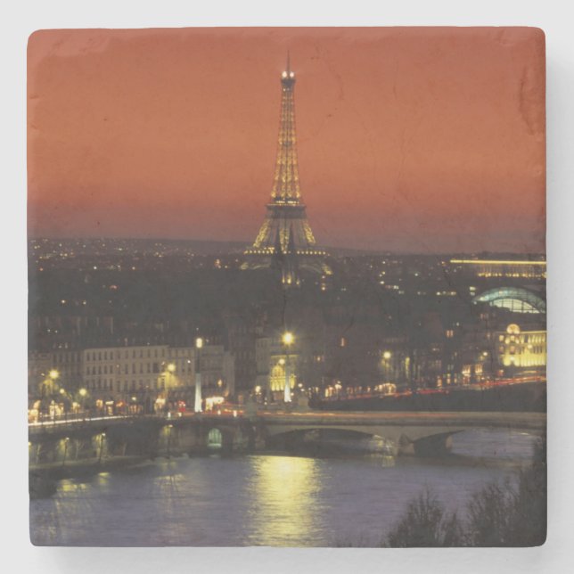 France, Paris Sunset view of Eiffel Tower and Stone Coaster (Front)