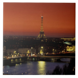 France, Paris Sunset view of Eiffel Tower and Tile