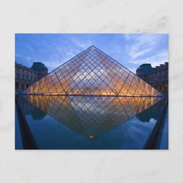 France, Paris. The Louvre at twilight. Credit Postcard (Front)