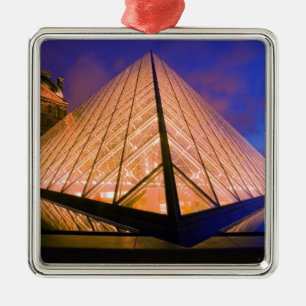 France, Paris. The Louvre museum at twilight. 2 Metal Tree Decoration