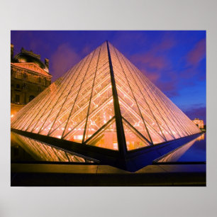 France, Paris. The Louvre museum at twilight. 2 Poster