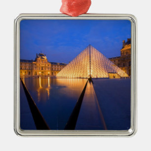 France, Paris. The Louvre museum at twilight. Metal Tree Decoration