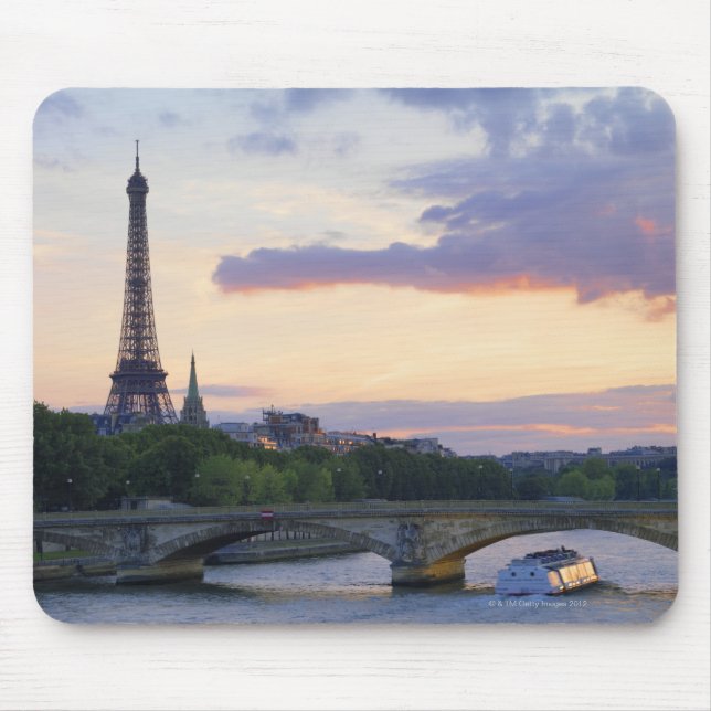 France,Paris,tour boat on River Seine,Eiffel Mouse Pad (Front)