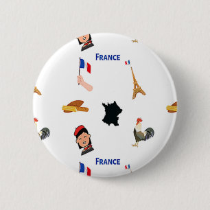 France pattern on white 6 cm round badge