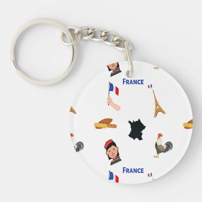 France pattern on white key ring (Front)
