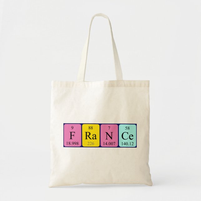 France periodic table name tote bag (Front)