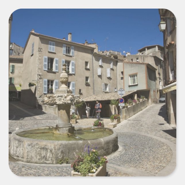 France, Provence, Valensole. Tourists explore Square Sticker (Front)