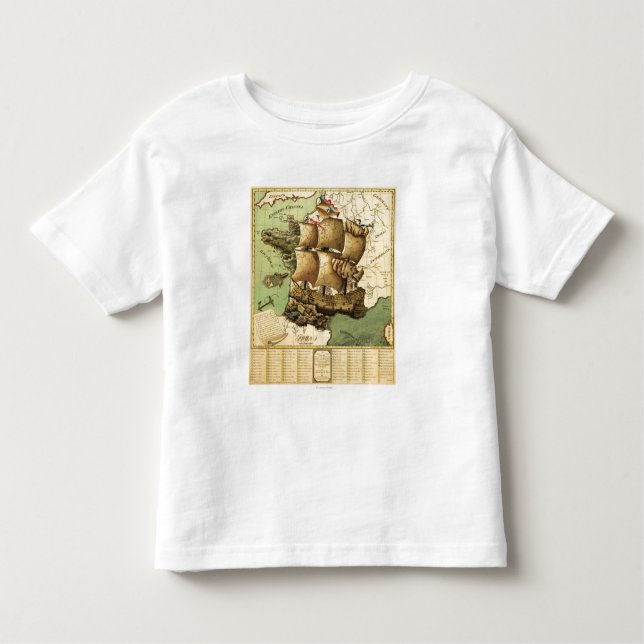 France Represented as a ShipPanoramic Map Toddler T-Shirt (Front)