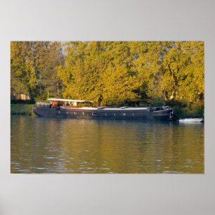 France, Rhone River, near Avignon, barge along Poster