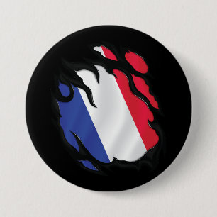 France Ripped Flag 7.5 Cm Round Badge