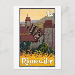 France Riquewihr Vintage Travel Poster Restored Postcard
