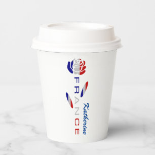 France Rose Flag Personalised Paper Cups