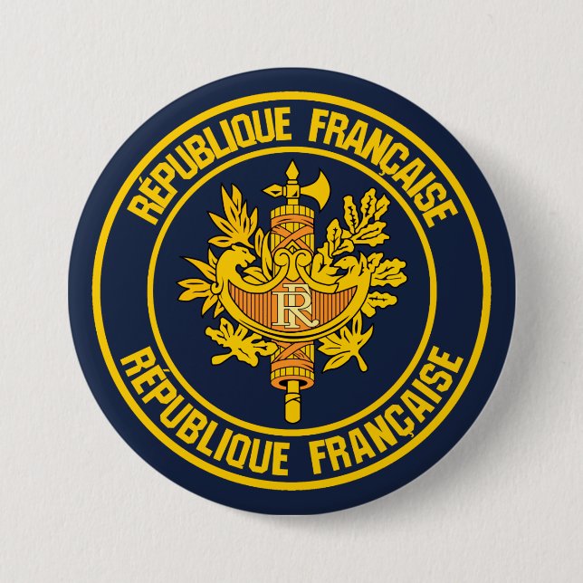 France Round Emblem 7.5 Cm Round Badge (Front)