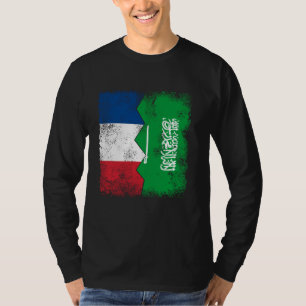 France Saudi Arabia Flags Half Saudi French Roots  T-Shirt