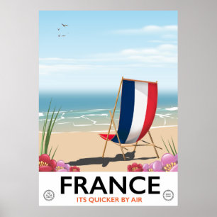 France seaside beach travel poster