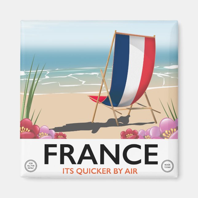 France seaside beach travel poster magnet (Front)