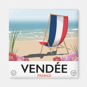 France seaside travel poster magnet
