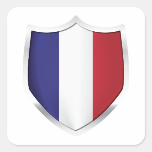 France Silver Shield Flag Square Sticker