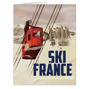 France Skiing vintage travel poster.