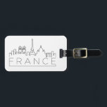 France Skyline Luggage Tag<br><div class="desc">A unique luggage tag representing the beautiful country of France.  This tag features a stylised illustration of the city's unique skyline with its name underneath.</div>