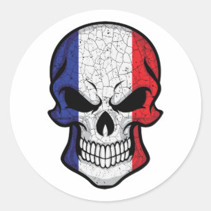 France Smiling Skull Flag Classic Round Sticker