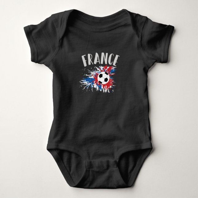 France Soccer Ball Grunge Flag Baby Bodysuit (Front)