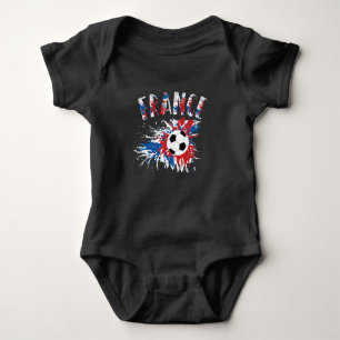 France Soccer Ball Grunge Flag Baby Bodysuit