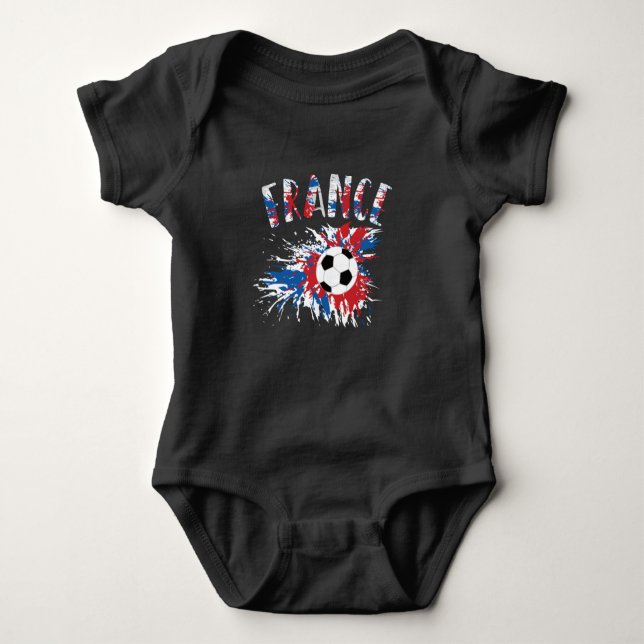 France Soccer Ball Grunge Flag Baby Bodysuit (Front)