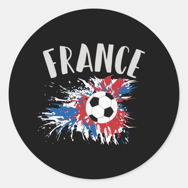 France Soccer Ball Grunge Flag Classic Round Sticker (Front)