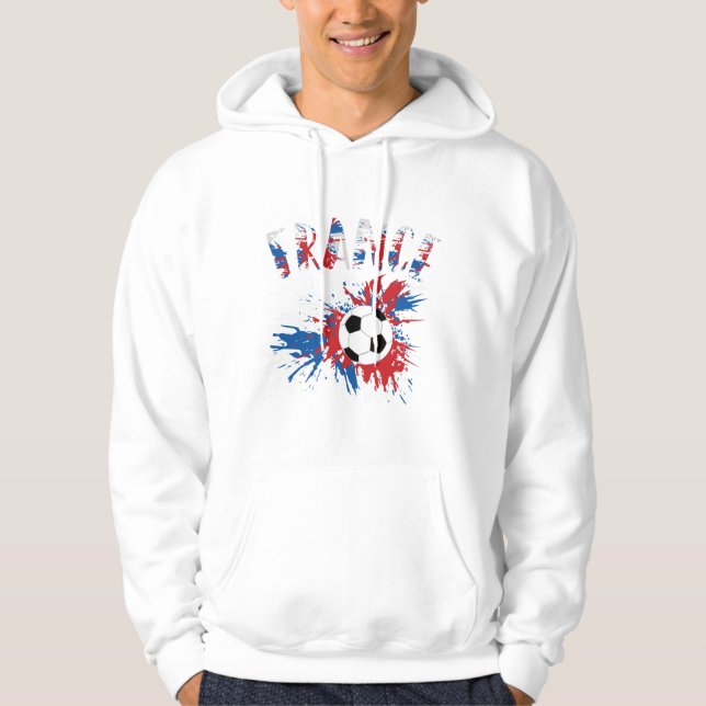 France Soccer Ball Grunge Flag Hoodie (Front)