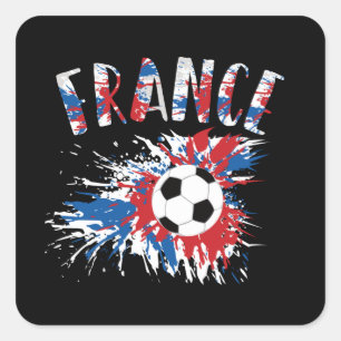 France Soccer Ball Grunge Flag Square Sticker