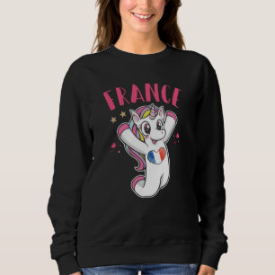 France Soccer Fan Unicorn with heart flag Sweatshirt
