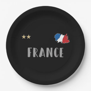 France Soccer Football Fan Shirt French Flag Paper Plate