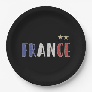 France Soccer Football Fan Shirt French Flag Paper Plate