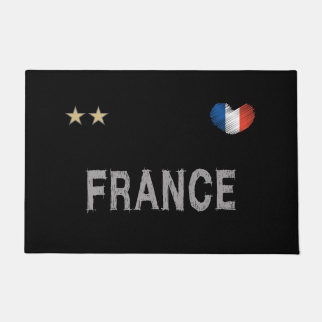 France Soccer Football Fan Shirt Heart Doormat (Front)