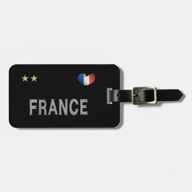 France Soccer Football Fan Shirt Heart Luggage Tag (Front Horizontal)