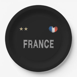 France Soccer Football Fan Shirt Heart Paper Plate