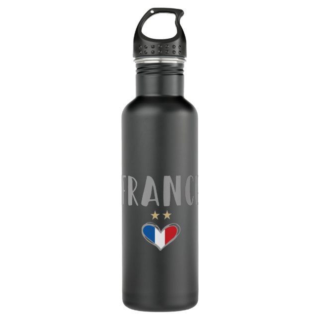 France Soccer Football Fan Shirt with Heart 710 Ml Water Bottle (Front)