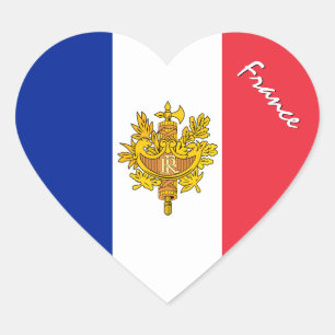 France Sticker, Heart, Patriotic French Flag Heart Sticker