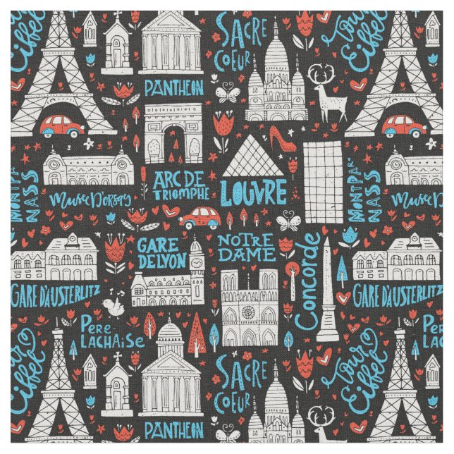 France | Symbols Pattern Fabric (Close Up)